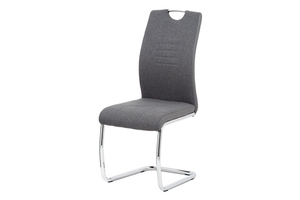 Autronic jedálenská stolička sedák látka šedá/podnož chróm DCL-405 GREY2